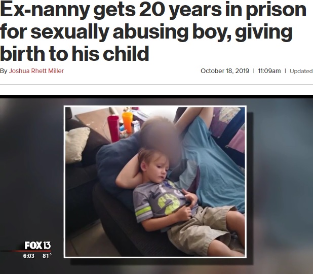 17歳になった少年と5歳の息子（画像は『New York Post　2019年10月18日付「Ex-nanny gets 20 years in prison for sexually abusing boy, giving birth to his child」』のスクリーンショット）