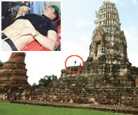 【アジア発！Breaking News】アユタヤの寺院遺跡から転落した西洋人（タイ）