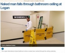 【海外発！Breaking News】女性用トイレの天井裏に身を潜めていた全裸の男、落下し逮捕される。（米）