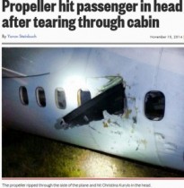 【海外発！Breaking News】ボンバルディア機、緊急着陸でプロペラ破損。破片が当たり乗客大ケガ。（カナダ）