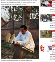 【海外発！Breaking News】49歳武道家、首吊りに耐えられるほどの鍛えた体を公開。（中国）