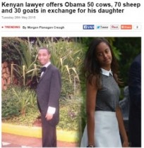 【海外発！Breaking News】オバマ米大統領の長女に夢中。ケニアの弁護士が結納に向けて牛、羊、ヤギを150頭準備中。