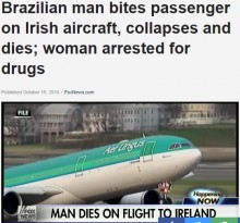 【海外発！Breaking News】コカイン包が胃の中で破裂。機内で壮絶な死を遂げた“運び屋”（アイルランド）