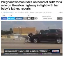 【海外発！Breaking News】浮気男が逆ギレ。妊娠中の彼女をボンネットに乗せ1.6km走行（米）