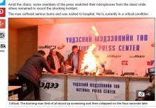【海外発！Breaking News】記者会見で大きな炎。モンゴル労働組合リーダー、焼身自殺図る。