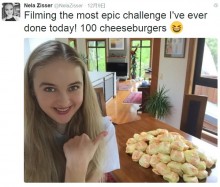 【海外発！Breaking News】ニュージーランドの美人モデル、ハンバーガー100個の大食いに挑戦！＜動画あり＞