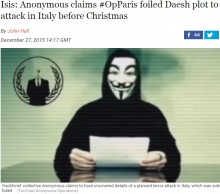 【海外発！Breaking News】国際ハッカー集団アノニマスが声明「ISによるイタリア・テロ計画の阻止に成功」