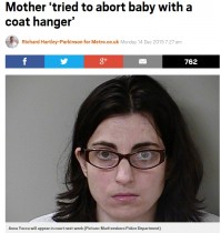 【海外発！Breaking News】妊娠24週。ハンガーで赤ちゃんを掻き出そうとした女、逮捕（米）