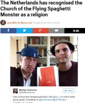 【海外発！Breaking News】「空飛ぶスパゲッティ・モンスター教会」ついに正式な宗教に（オランダ）