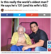 【海外発！Breaking News】131歳のブラジル人男性、世界最高齢でギネス記録更新か