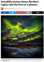 【海外発！Breaking News】オーロラ、幻想的な火の鳥“フェニックス”を描き出す（アイスランド）