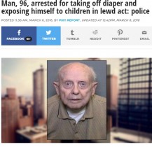 【海外発！Breaking News】96歳の男、少女2名を相手に下半身露出　尿漏れ用オムツを脱いで（米）
