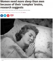 【海外発！Breaking News】女性には男性よりも長い睡眠時間が必要（英）