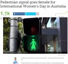 【海外発！Breaking News】歩行者用信号機が女性モデルに　国際女性デーにちなんで（豪）
