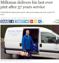 【海外発！Breaking News】57年間休むことなく牛乳配達をした男性　ついに引退（英）