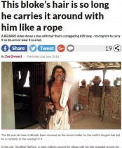 【海外発！Breaking News】トグロ巻く18.9m　インドの60歳男性、ギネス「世界一長い髪」認定なるか