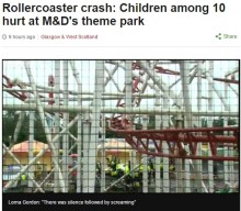 【海外発！Breaking News】ジェットコースター脱線落下で10名救急搬送　スコットランドの遊園地で