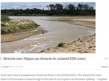 【海外発！Breaking News】地方選挙の投票所は湖の向こう　カバ出現を危惧して投票時間を大幅短縮へ（南ア）