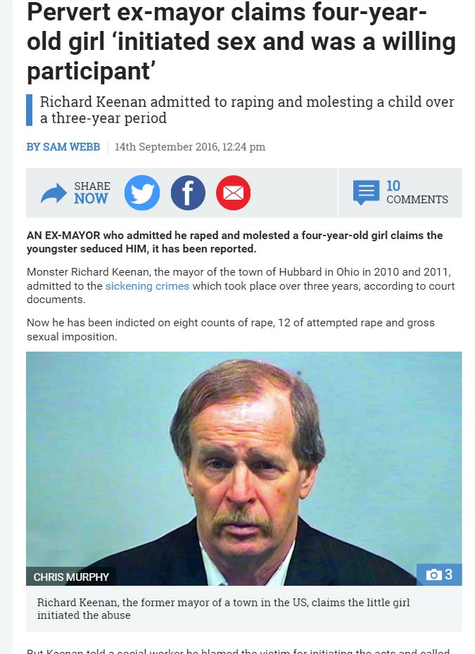 4歳女児を性的暴行していたオハイオ州の元市長（出典：https://www.thesun.co.uk）