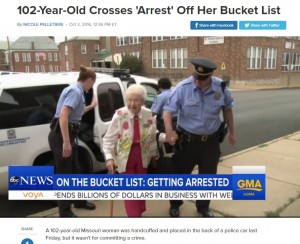 【海外発！Breaking News】102歳の高齢女性　念願かなってパトカーで連行される（米）