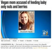 【海外発！Breaking News】厳格なヴィーガン母を逮捕　生後11か月の子に「果物、ナッツ、水、日光で十分」（米）