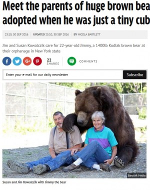 【海外発！Breaking News】「まるで我が子のよう」635kgのヒグマと暮らす夫婦（米）