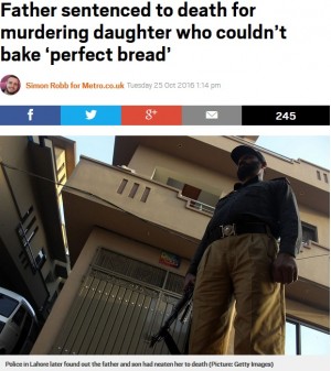 【海外発！Breaking News】「パンを完璧に焼けなかった」12歳の娘を殺害した父に死刑判決（パキスタン）