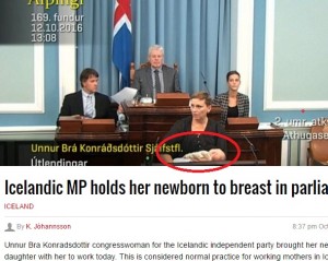 【海外発！Breaking News】国会で授乳しながら登壇、質疑応答した女性議員（アイスランド）
