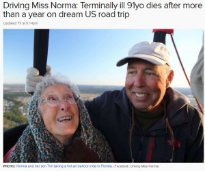 【海外発！Breaking News】末期がんの91歳女性　“バケットリスト”を胸に息子夫婦とアメリカ横断　その人生を全うする