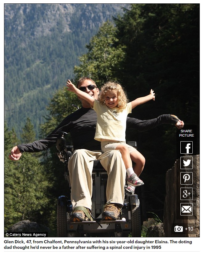 車椅子の父とアドベンチャーに挑戦する娘（出典：http://www.dailymail.co.uk）