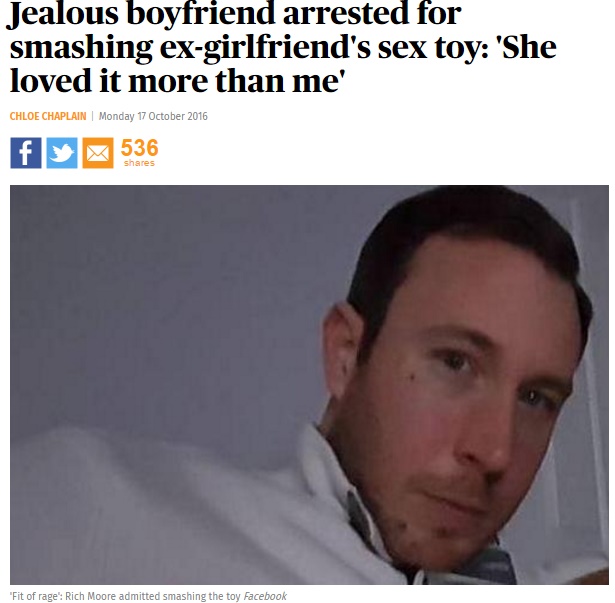 彼女の性具を壊して逮捕された男（出典：http://www.standard.co.uk）