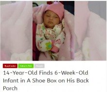 【海外発！Breaking News】裏庭に捨てられたナイキの箱に生後6週の赤ちゃん（NY）