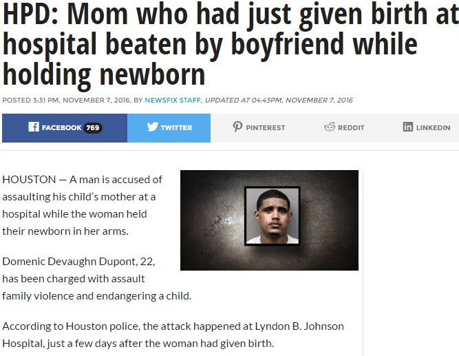 病室で新生児を抱く母親を殴った男（出典：http://cw39.com）