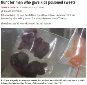 【海外発！Breaking News】見知らぬ男からもらったお菓子　食べた児童60人が病院搬送（南ア）