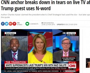 【海外発！Breaking News】CNN美人アンカー泣きながら「やめて！」　コメンテーターが黒人蔑称を連呼