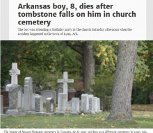 【海外発！Breaking News】教会のパーティに飽きた8歳児、墓石の下敷きで死亡（米）