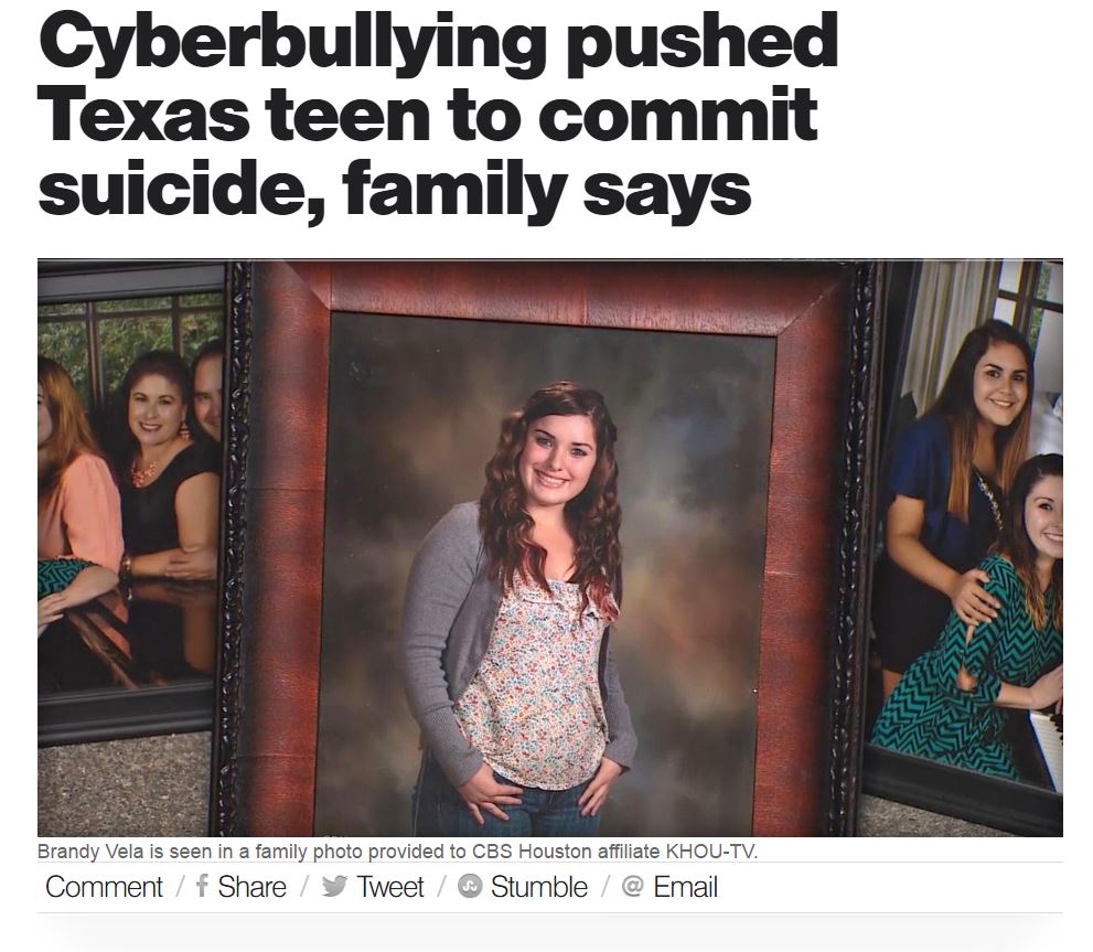 イジメを受けていた18歳娘、親の目の前で拳銃自殺（出典：http://www.cbsnews.com）