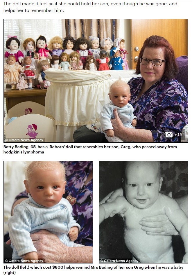 がんで亡くした息子の面影を赤ちゃん人形に（出典：http://www.dailymail.co.uk）