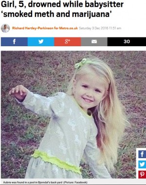 【海外発！Breaking News】ドラッグを使用しながらベビーシッターをした女　5歳児を溺死させる（米）