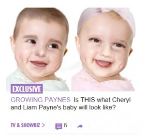 【イタすぎるセレブ達】1Dリアム・ペインとシェリルの赤ちゃんの顔を英メディアが大胆予想　「面白いけど全然似ていない」