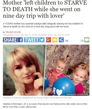 【海外発！Breaking News】わが子をおいて恋人と9日間旅行の母　2歳児は死亡、3歳児は極度の衰弱（ウクライナ）