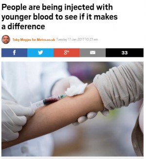 【海外発！Breaking News】「若者の血で高齢者が若返る」　輸血によるアンチエイジング・ビジネスに批判の声（米）