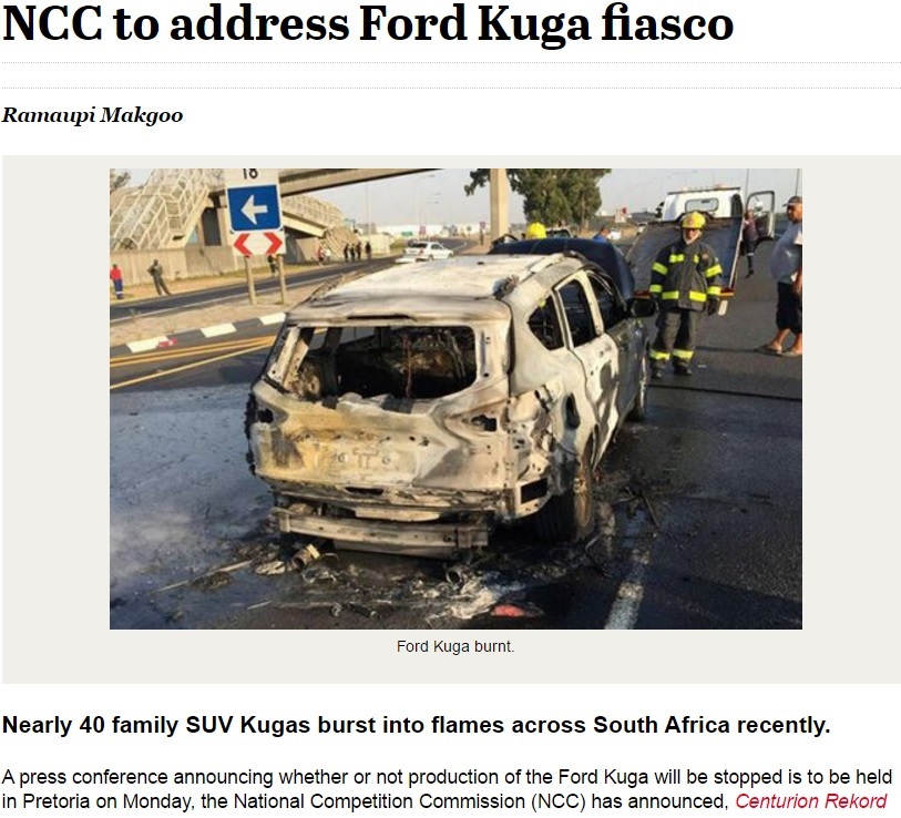 南アフリカで多発した「クーガ」の炎上事故（出典：http://citizen.co.za）