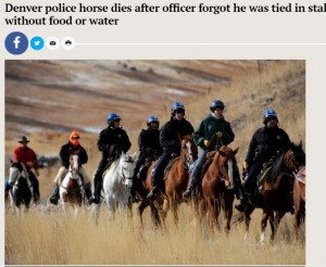 【海外発！Breaking News】米デンバー警察騎馬隊　エサ、水も与えず16時間放置で貴重な1頭を死なせる