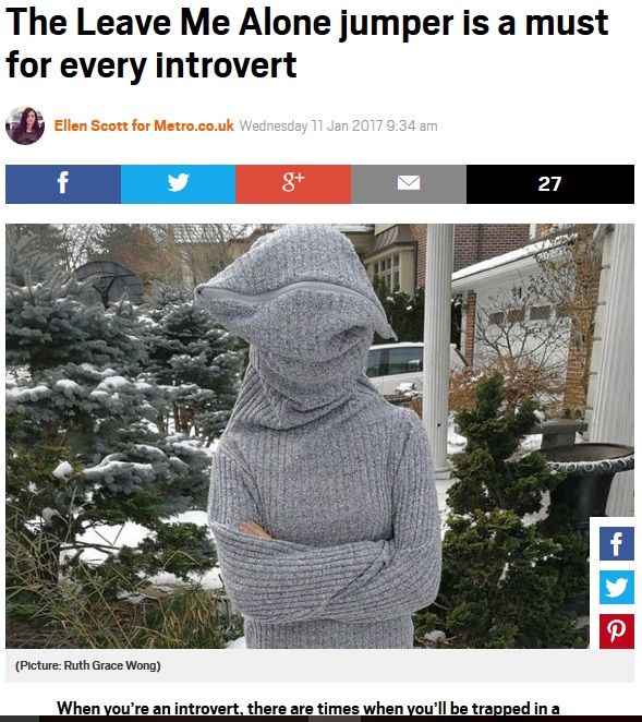 話しかけられない雰囲気100％のセーター!?（出典：http://metro.co.uk）