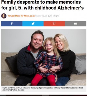 【海外発！Breaking News】10万人に1人　最も若いアルツハイマー病を患う5歳少女（スコットランド）