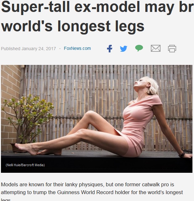 驚異の美脚を誇る元モデルの女性（出典：http://www.foxnews.com）