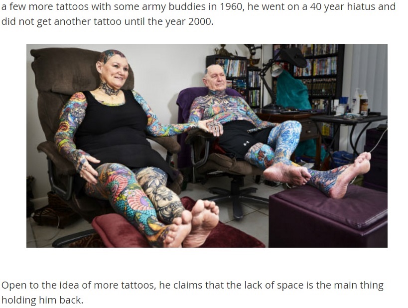 体の90％以上にタトゥーをしたカップル（出典：http://www.guinnessworldrecords.com）