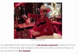 【海外発！Breaking News】レストランのカウントダウン・パフォーマンスが失敗　炎が女性客の顔を包む（米）
