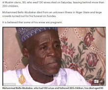 【海外発！Breaking News】130人の妻と203人の子供を持つ男性が死亡「結婚し続ける事が神の使命だった」（ナイジェリア）